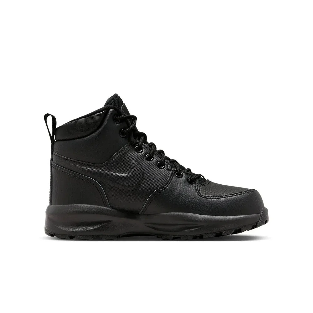 Nike Manoa Leather BQ5372-001 Boots Kids US 4 Triple Black Rugged Lace Up NR5739 - Picture 2 of 12